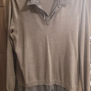 Ladies striped blouse with sweater size L